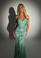 Always Sparkling Embellished Gown Aqua
