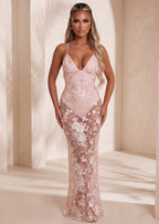 Sweetest Soul Floral Embellished Maxi Dress Pink