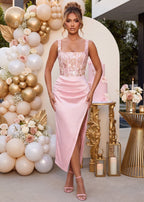 Forever Charmed Corset Midi Dress Pink