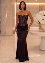 Hidden Romance Corset Maxi Dress Black