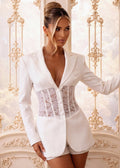 Unspoken Secrets Lace Blazer Two Piece White