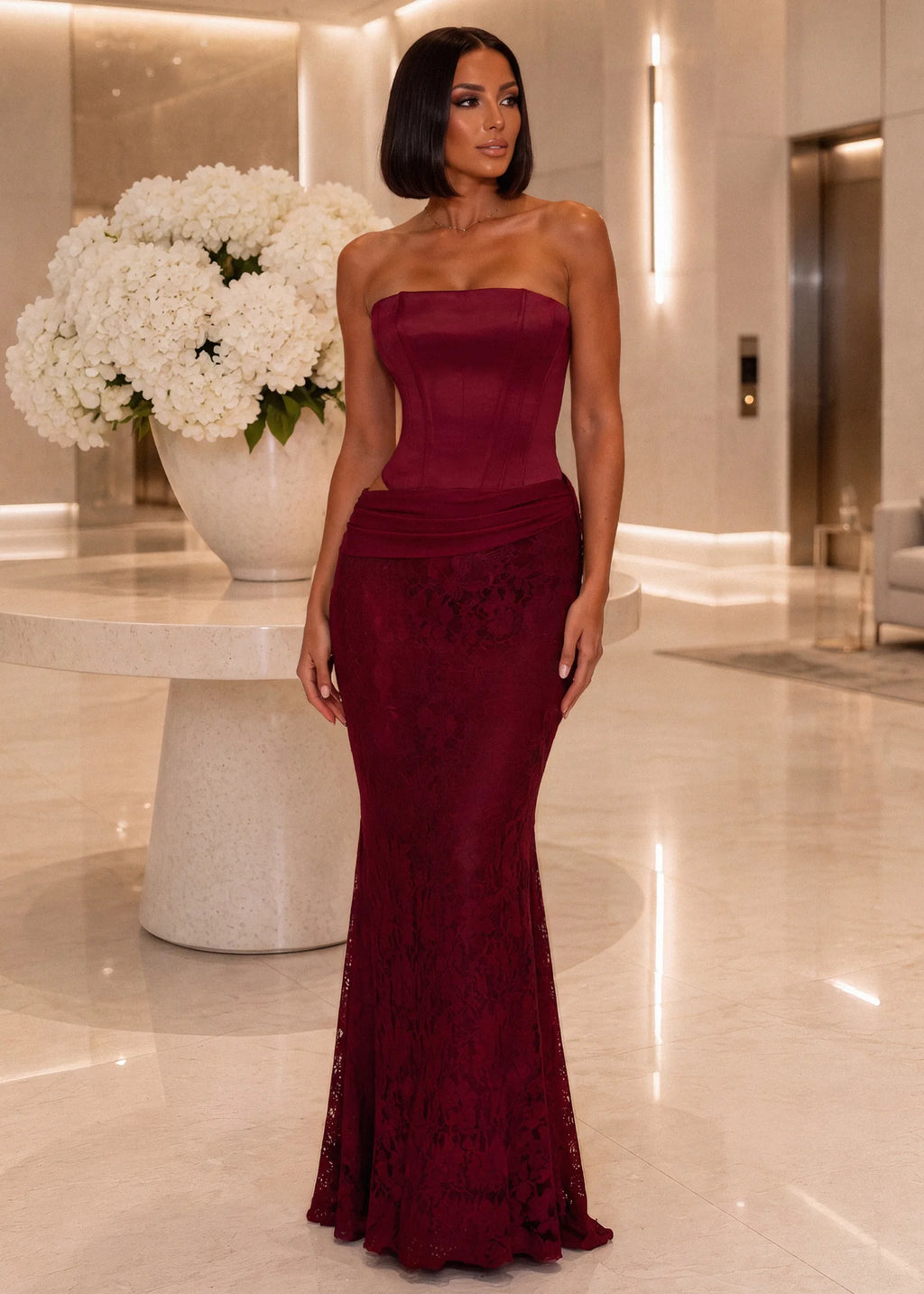 Love Language Corset Maxi Dress Wine