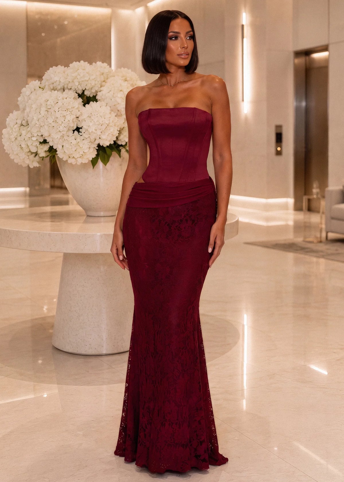 Love Language Corset Maxi Dress Wine