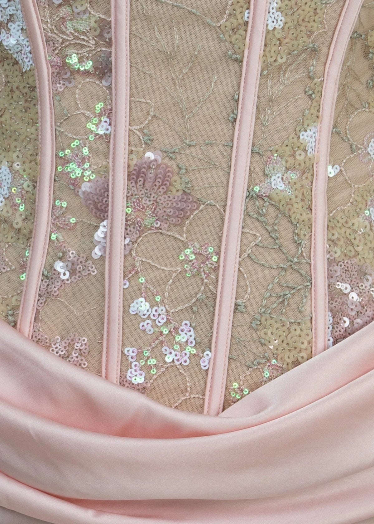 Love Blossoms Embellished Corset Gown Pink