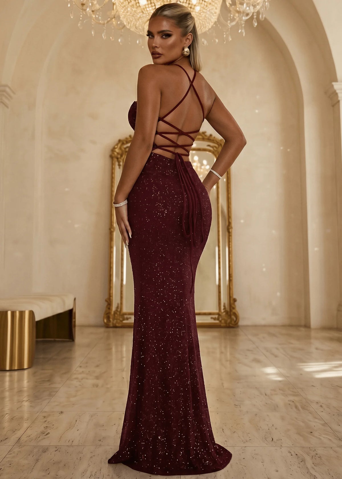 In The Spotlight Maxi Dress Burgundy