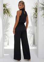 Lip Service Satin Top and Trouser Two Piece Black