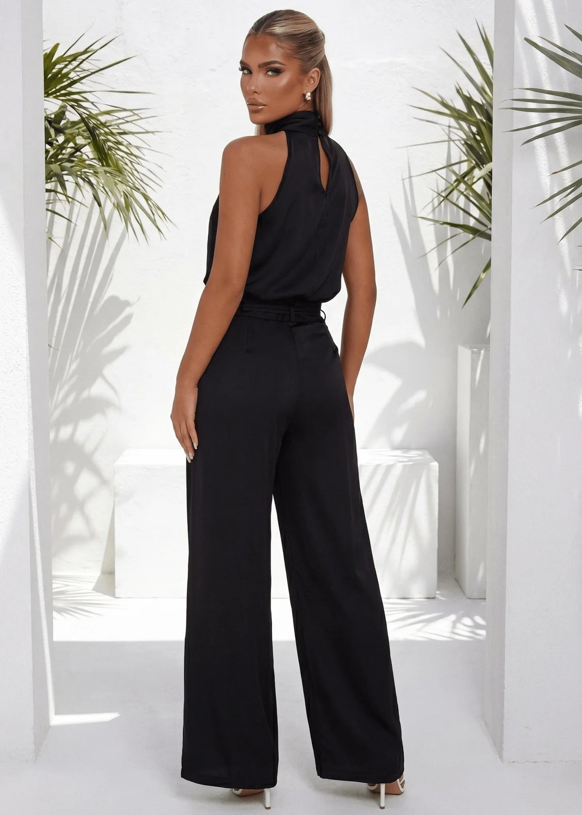 Lip Service Satin Top and Trouser Two Piece Black