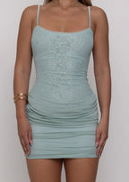 Baby Steps Embellished Mini Dress Green