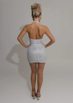 Get My Glitter On Metallic Mini Dress Silver
