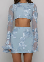 Love Ignited Long Sleeve Two Piece Blue