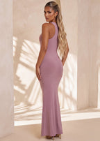 Simply Divine Bodycon Ruched Maxi Dress Mauve