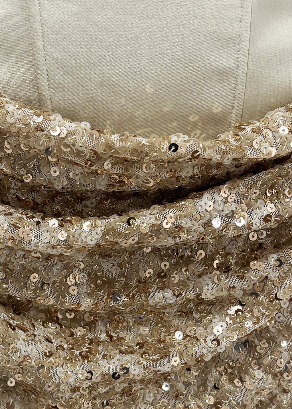 Stolen Glances Gold Sequin Mini Dress Ivory