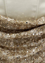 Stolen Glances Gold Sequin Mini Dress Ivory