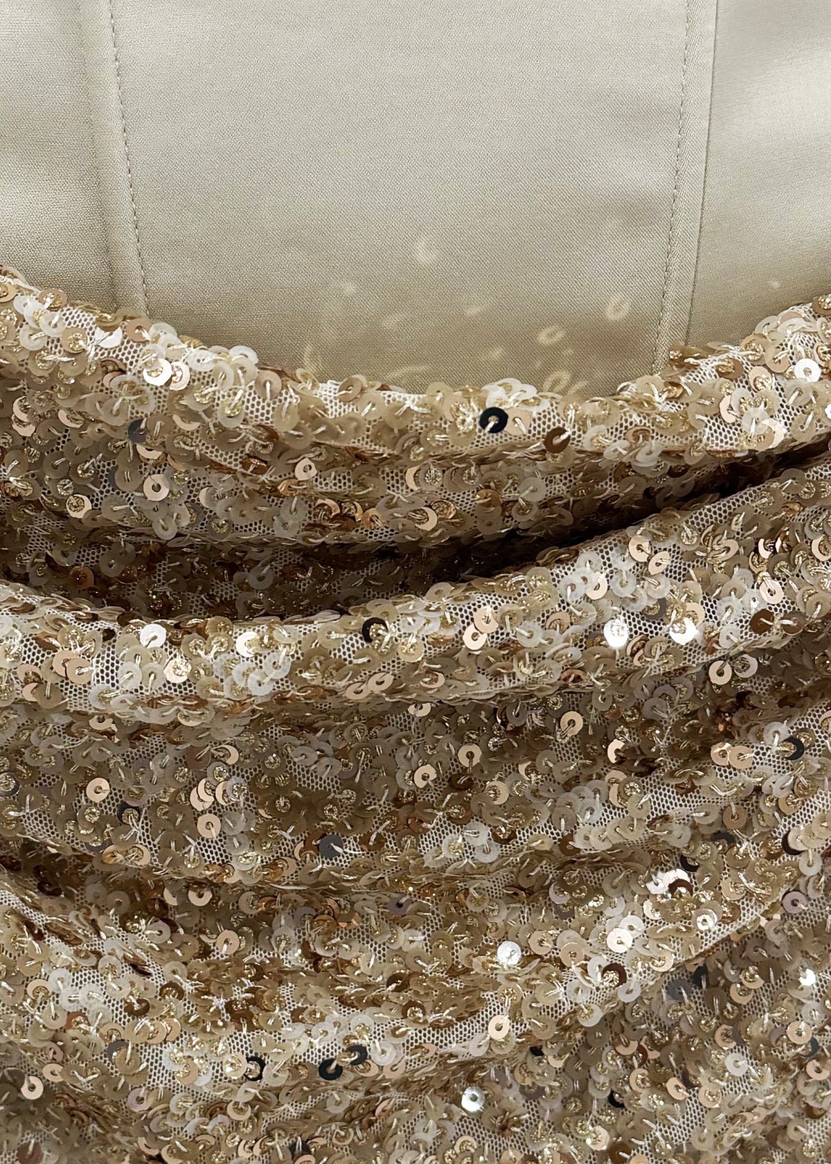 Stolen Glances Gold Sequin Mini Dress Ivory