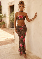 Lavish Lifestyle Print Two Piece Neck Scarf Leopard