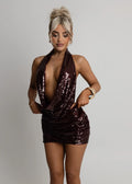Silent Allure Cowl Neck Two Piece Wine