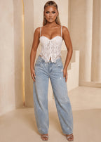 Final Goodbye Lace Corset Top White
