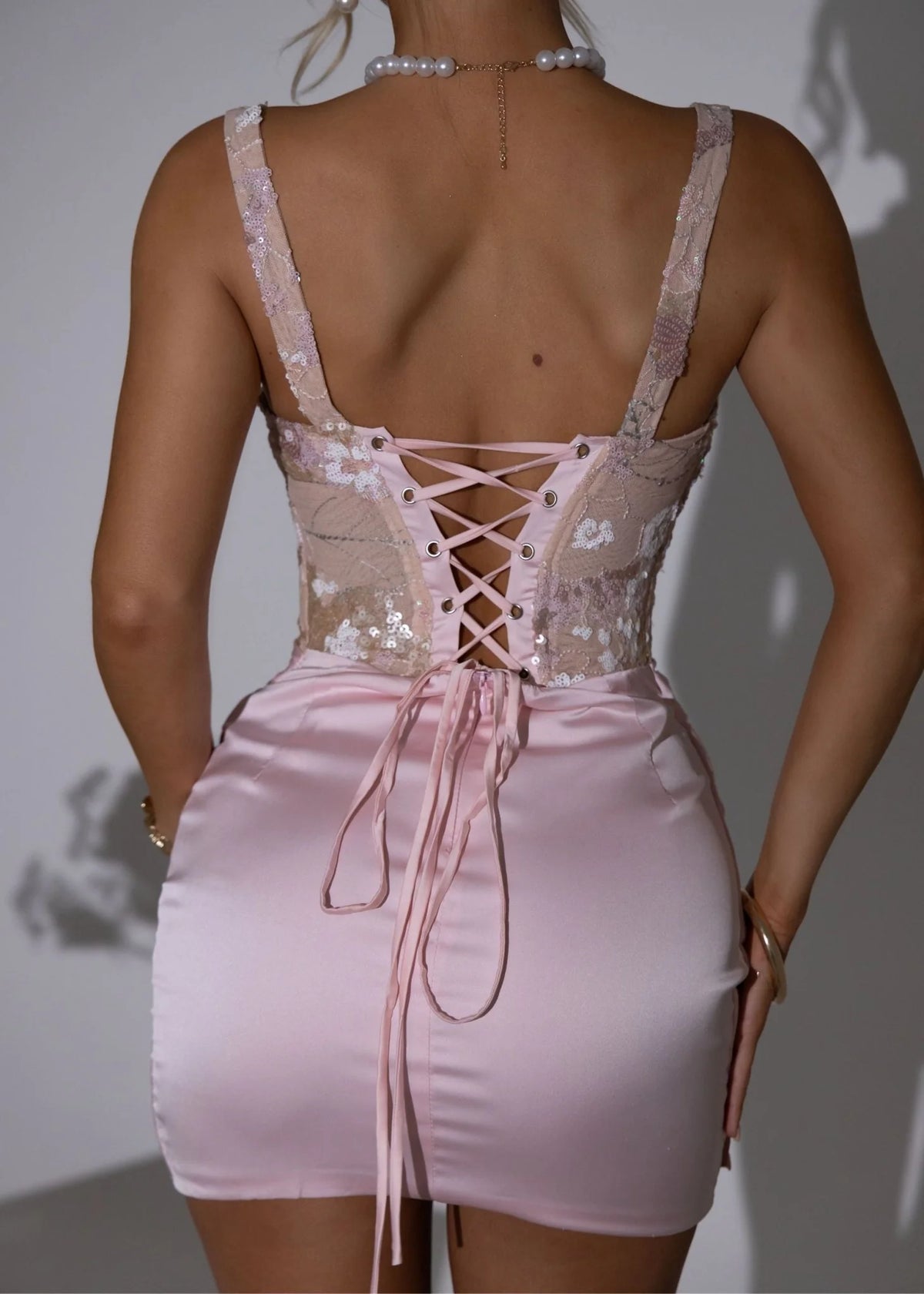 Enchanted Charm Corset Mini Dress Pink