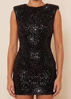 Always Winning Sequin Mini Dress Black
