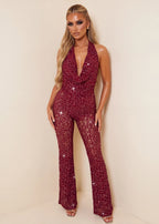 New Rules Lace Jumpsuit Burgundy