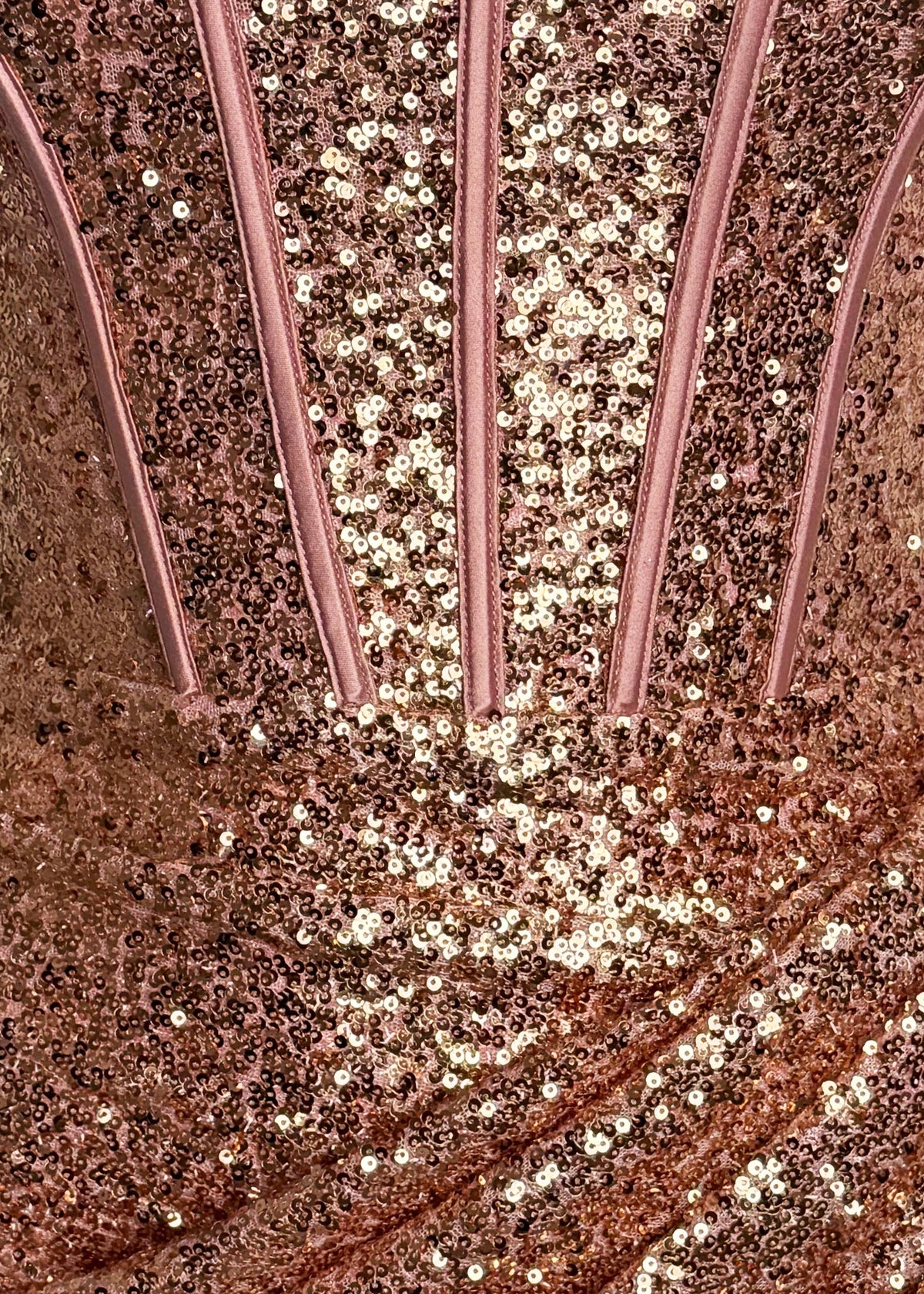 Endless Serenade Sequin Drape Mini Dress Rose Gold