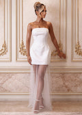 Angelic Bliss Mini Dress With Detachable Pearl Skirt White