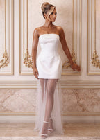 Angelic Bliss Mini Dress With Detachable Pearl Skirt White