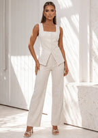 Lost Your Chance Stripe Denim Top White