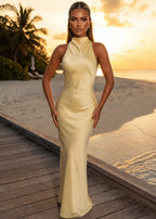 Euphoria Satin Maxi Dress Yellow