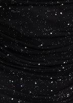 Samantha Sparkle Off Shoulder Mesh Mini Dress Black