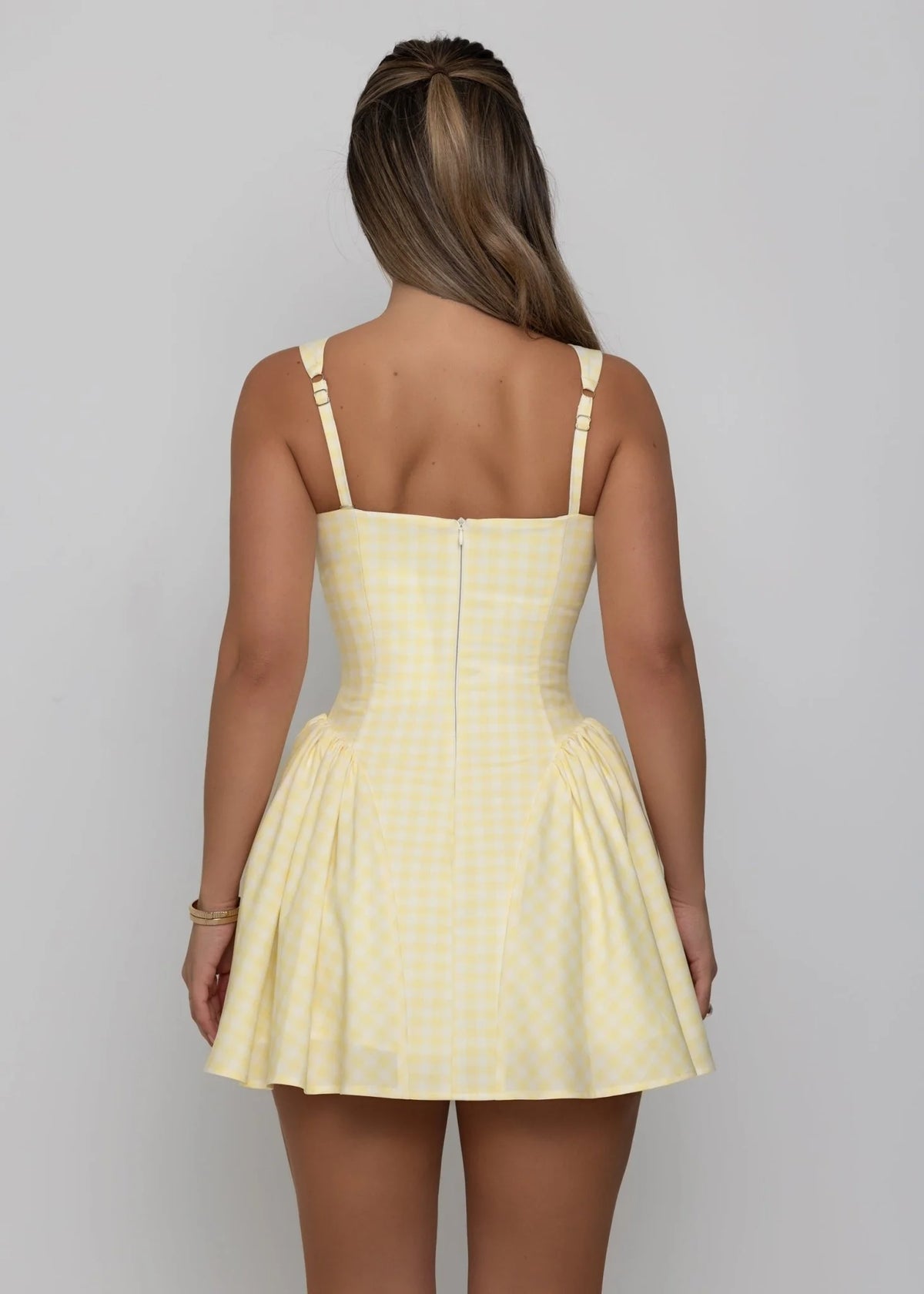 Day Dreamer Gingham Mini Dress Yellow