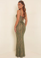 Hidden Gem Lace Bodycon Maxi Dress Olive Green