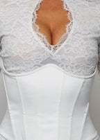 Endless Romance Long Sleeve Lace Corset Mini Dress White
