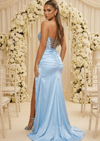 Unwritten Chapters Floral Corset Embellished Gown Blue