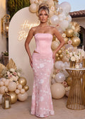 Impossible Desire Corset Embellished Maxi Dress Pink