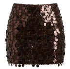 Nostalgic Nights Sequin Mini Skirt Brown