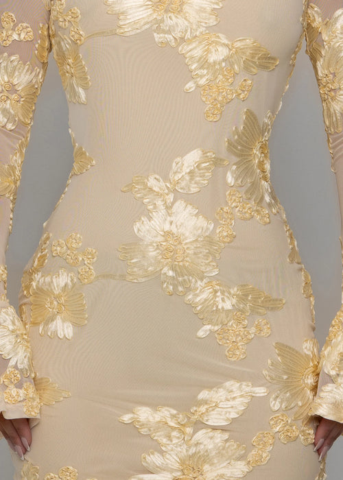 Blissful Days Long Sleeved Mini Dress Yellow
