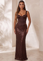 All Yours Satin Corset Brown
