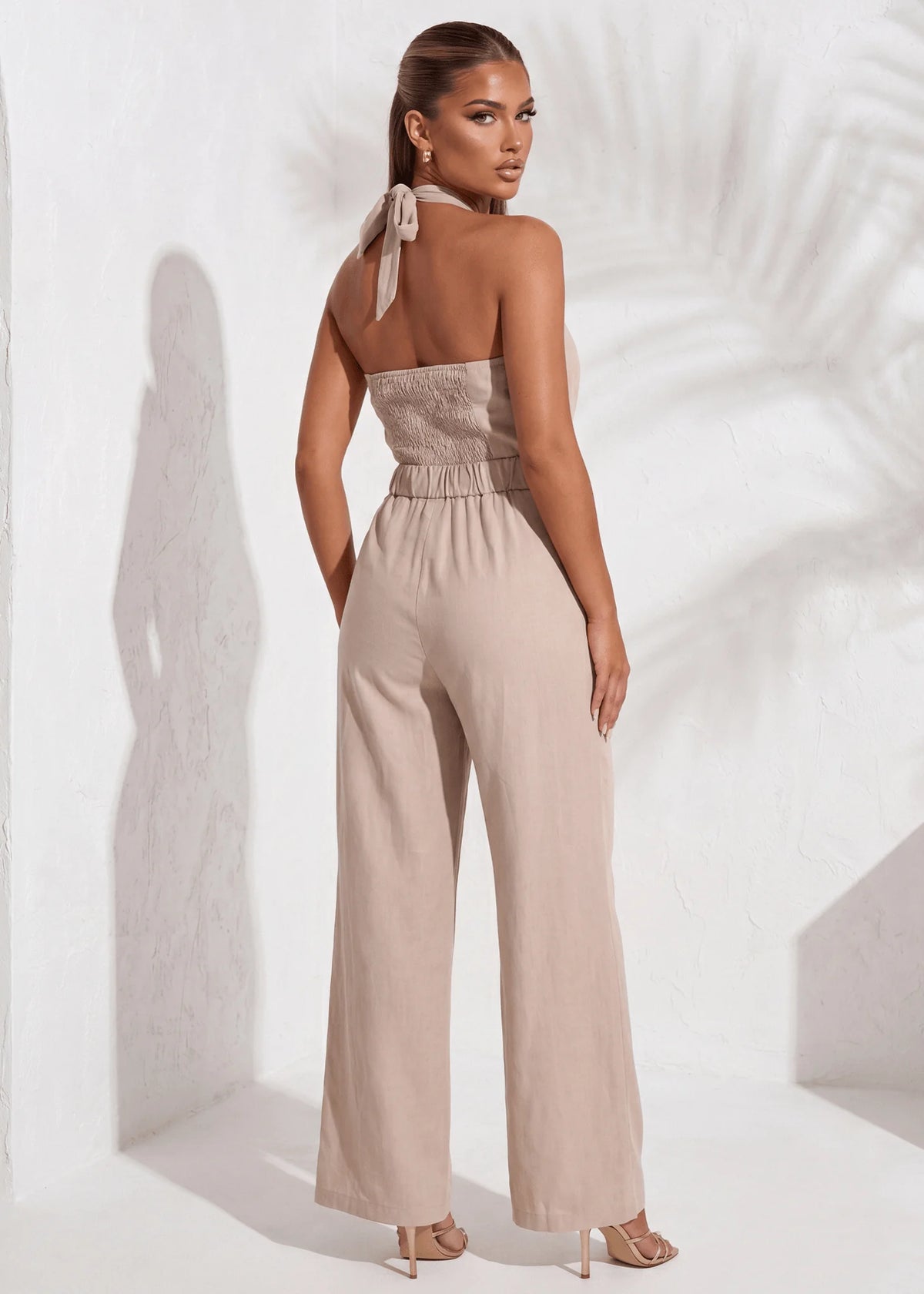 Idle Heart Halterneck Jumpsuit Beige