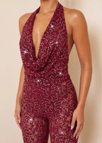 New Rules Lace Jumpsuit Burgundy
