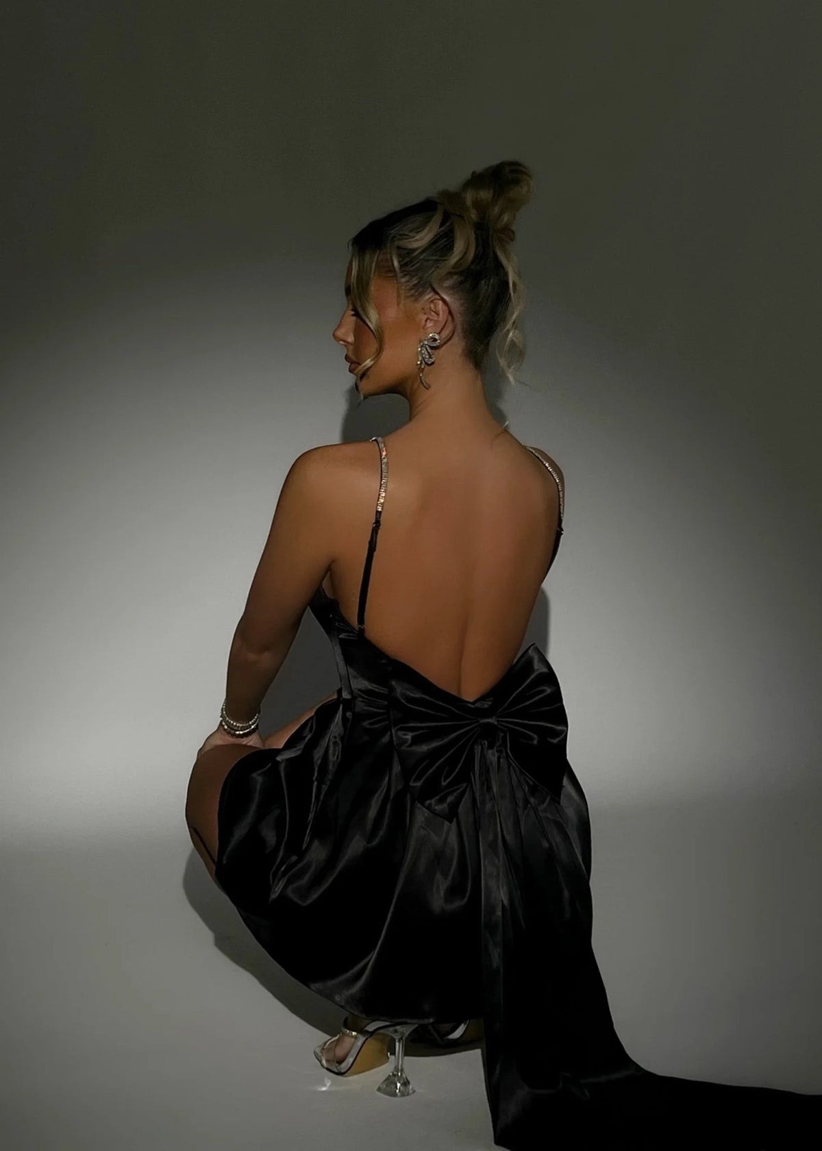 Princess Dreams Bow Mini Dress Black