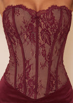 Hidden Romance Corset Maxi Dress Wine
