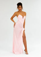 Timeless Love Feather Trim Sequin Gown Pink