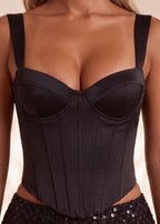 All Yours Satin Corset Black