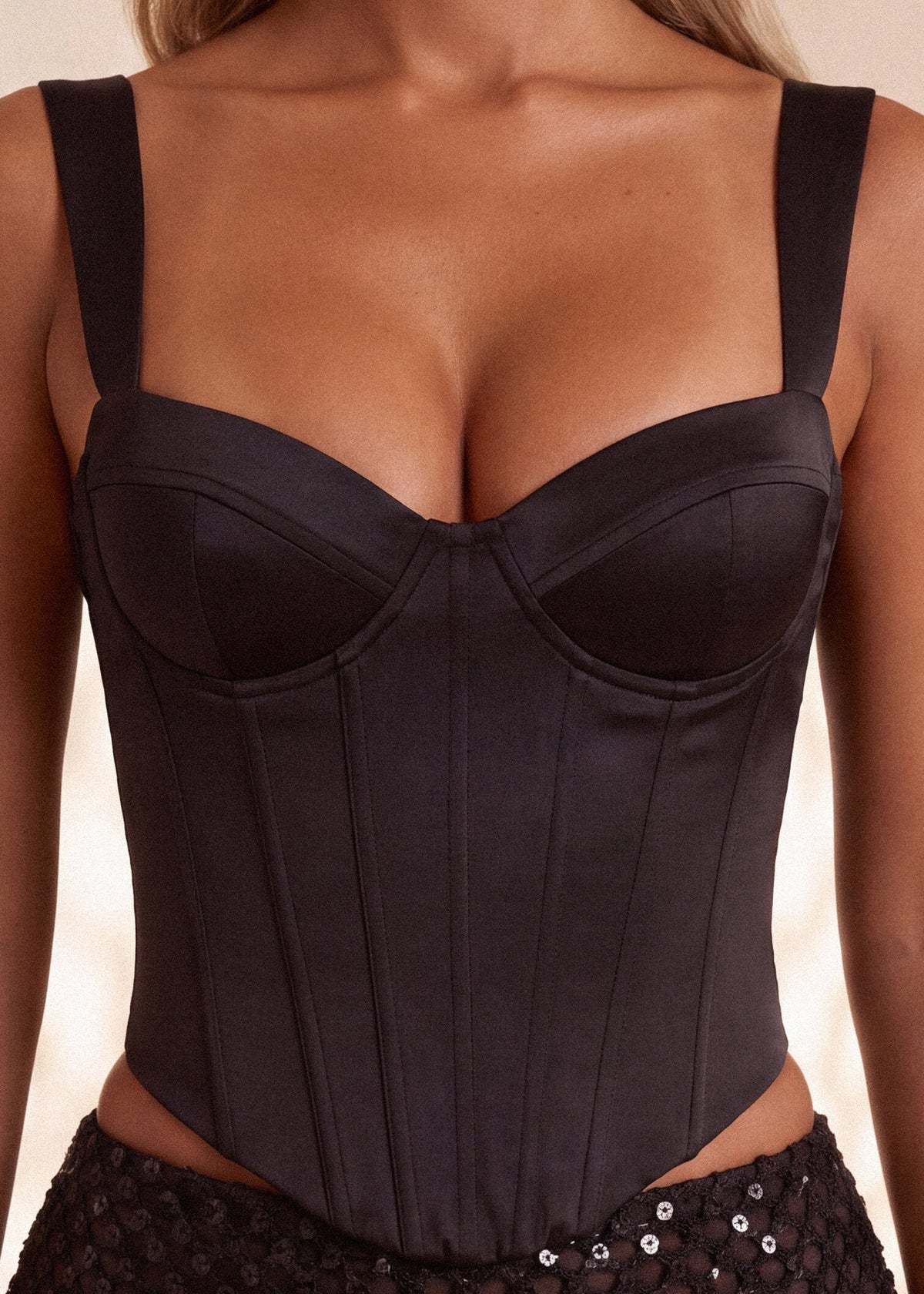 All Yours Satin Corset Black