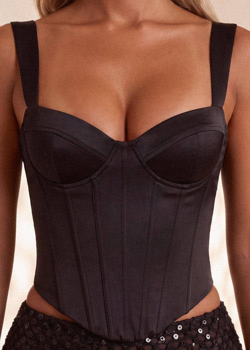 All Yours Satin Corset Black