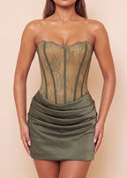 Secret Garden Lace Corset Mini Dress Olive Green