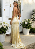 Worth Waiting For Cross Back Gown Jacquard Yellow