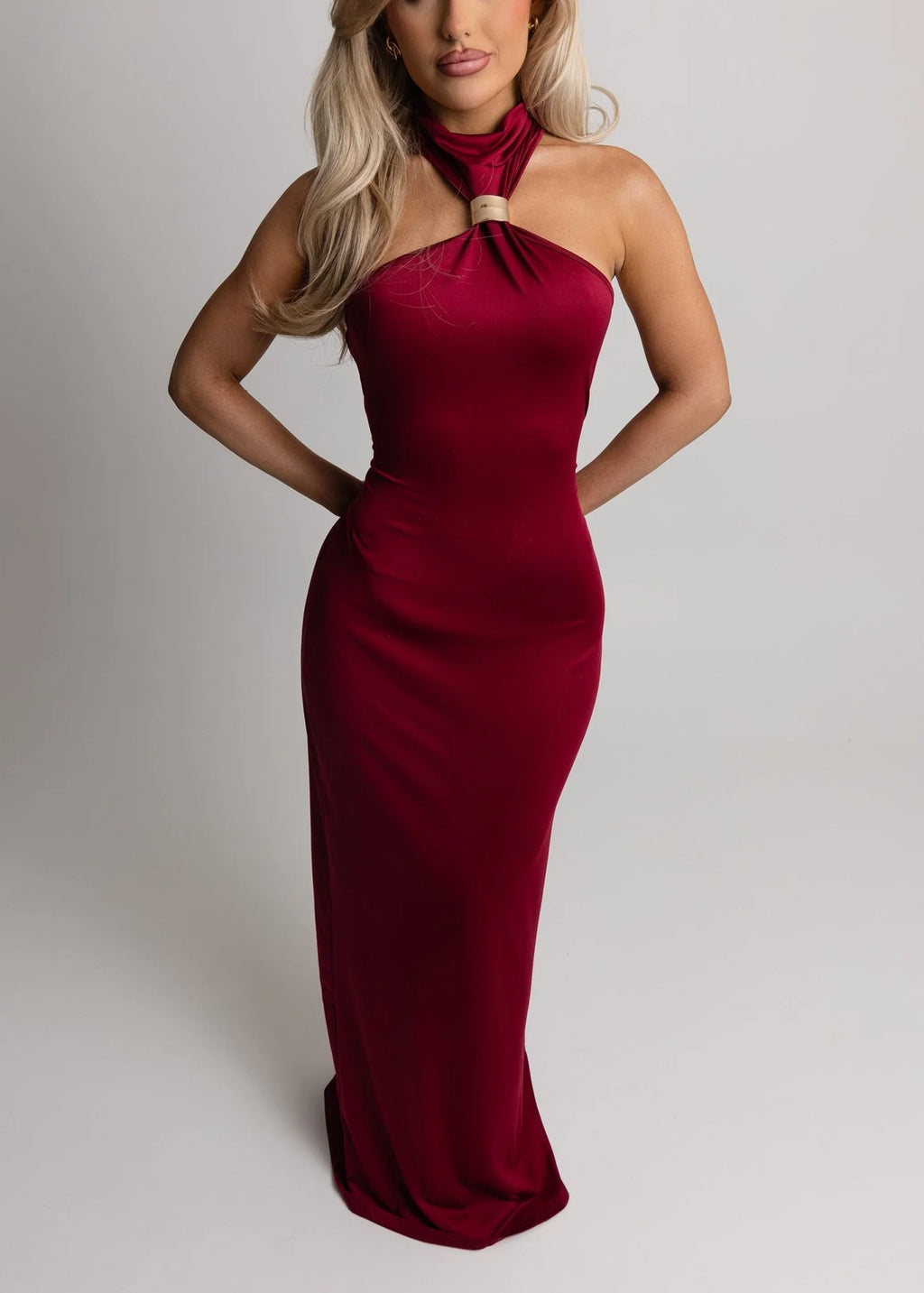 Romance Me Halterneck Maxi Wine