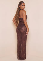 Bad Intentions Sheer Lace Two Piece Brown